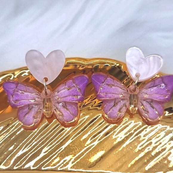 925 posts BUTTERFLY dangle earrings - Picture 1 of 13